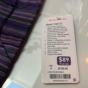 Lululemon speed tight IV… size 4. NWT